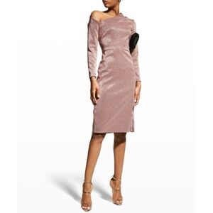 Aidan Mattox NWT Rose Gold Asymmetrical Neckline Midi Dress Size 6